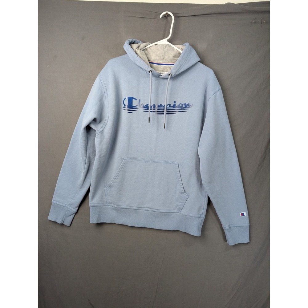 Champion Mens Light Blue Graphic Hoodie GF89H AE3L Size M
